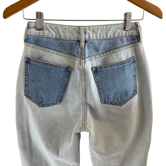 Pacsun Eco Hopper Patch Mom Jean Two Tone Blue Wash - Picture 9 of 14